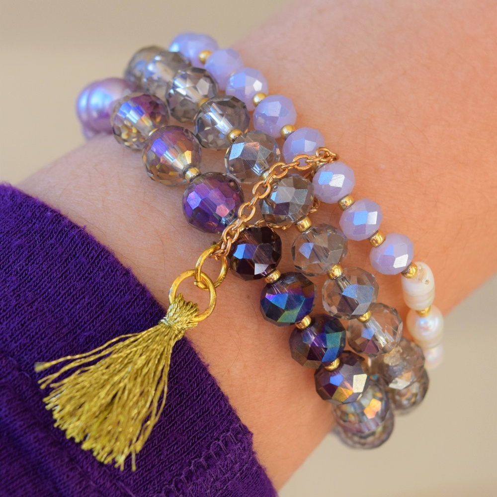 Hand Crafted glass beaded bracelet set